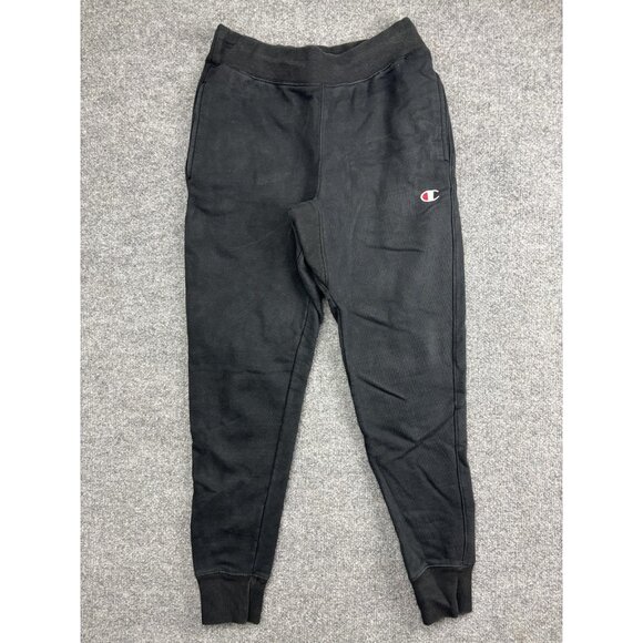 Champion Pants Mens Small Black Reverse Weave Sweatpants Joggers Fleece Pocket - Picture 1 of 7